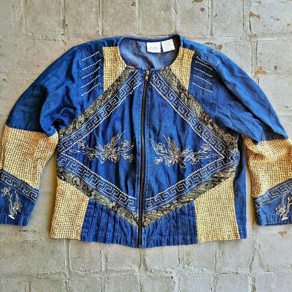 Vintage 90s Blair boutique zip up denim jacket